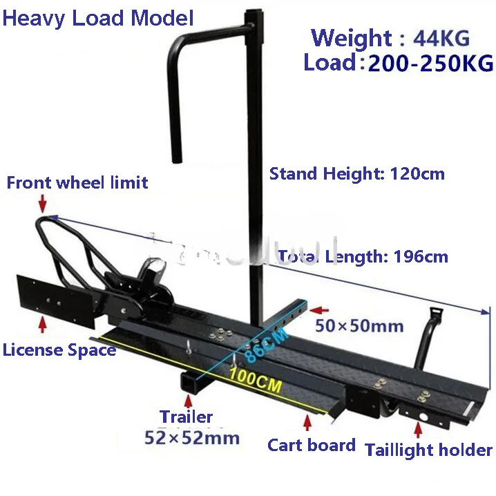 For  500lbs Heavy Duty Car Rear Motorbike Rack Hitch Mount Motorcycle Trailer Carrier