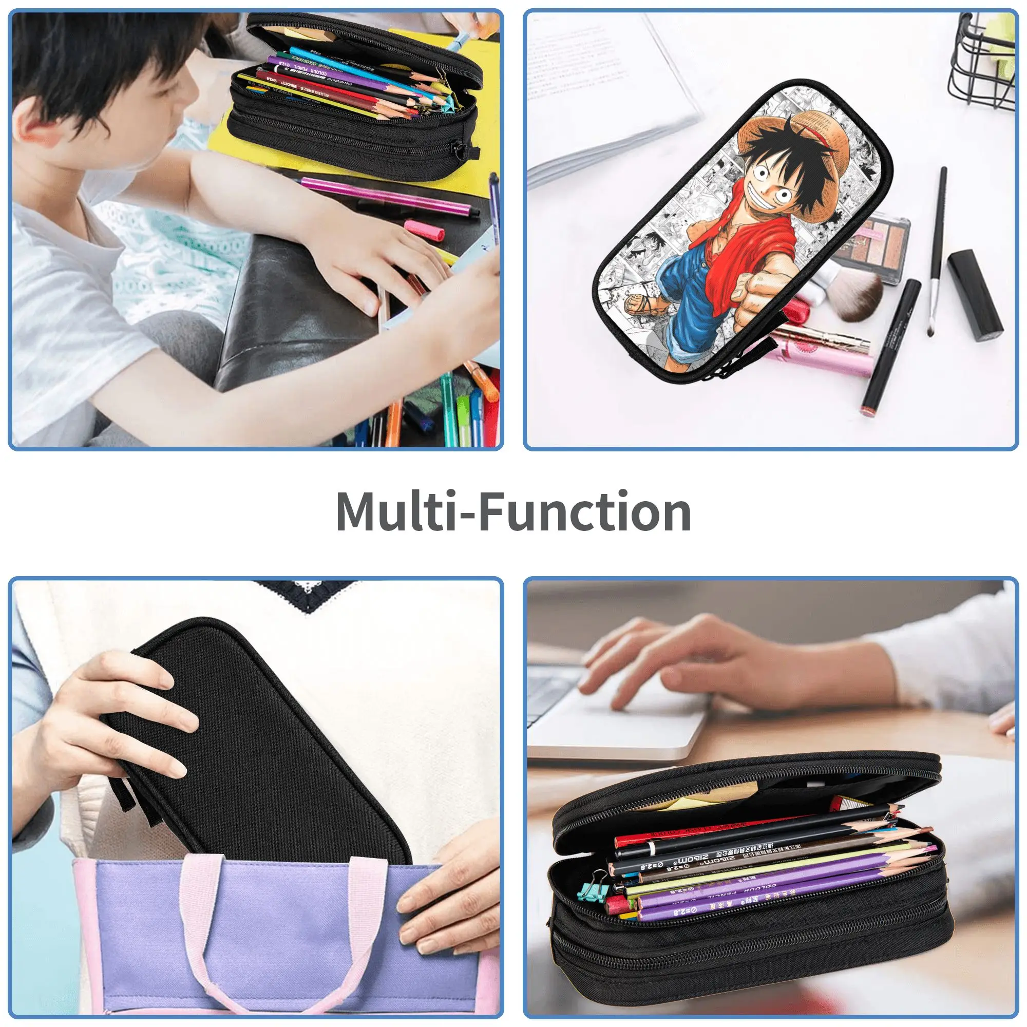 Custom Kawaii One P-Pieces Luffy Manga Pencil Case for Girls Boys Large Storage  Pencil Pouch School Supplies - view 6