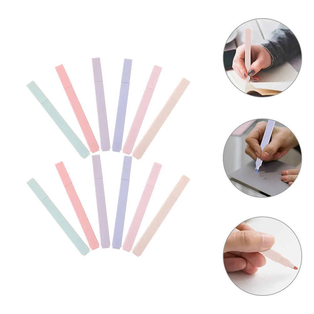 12 Pcs Highlighter Highlighters Pens Book Markers Reading Note Marking Study for Student Gel