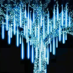 30/50cm 8 Tube Meteor Shower Rain LED String Lights Christmas Tree Decorations Street Garland for Decor Noel New Year Navidad