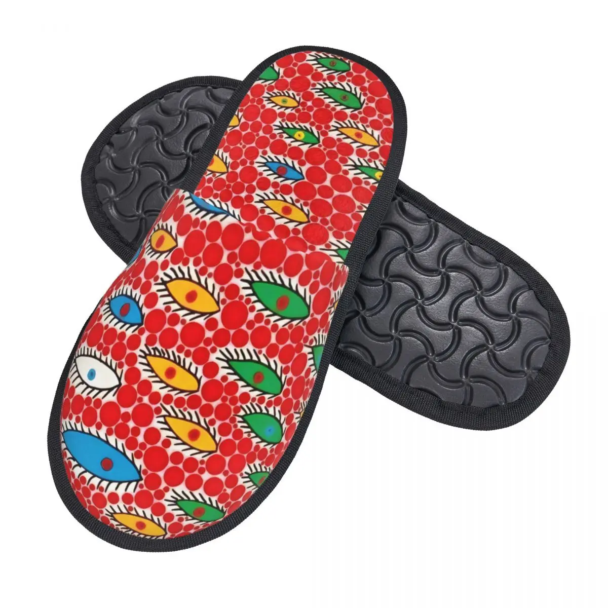 Custom K-Kusama Yayoi Memory Foam Slippers Women Comfy Warm Abstract Art House Slippers
