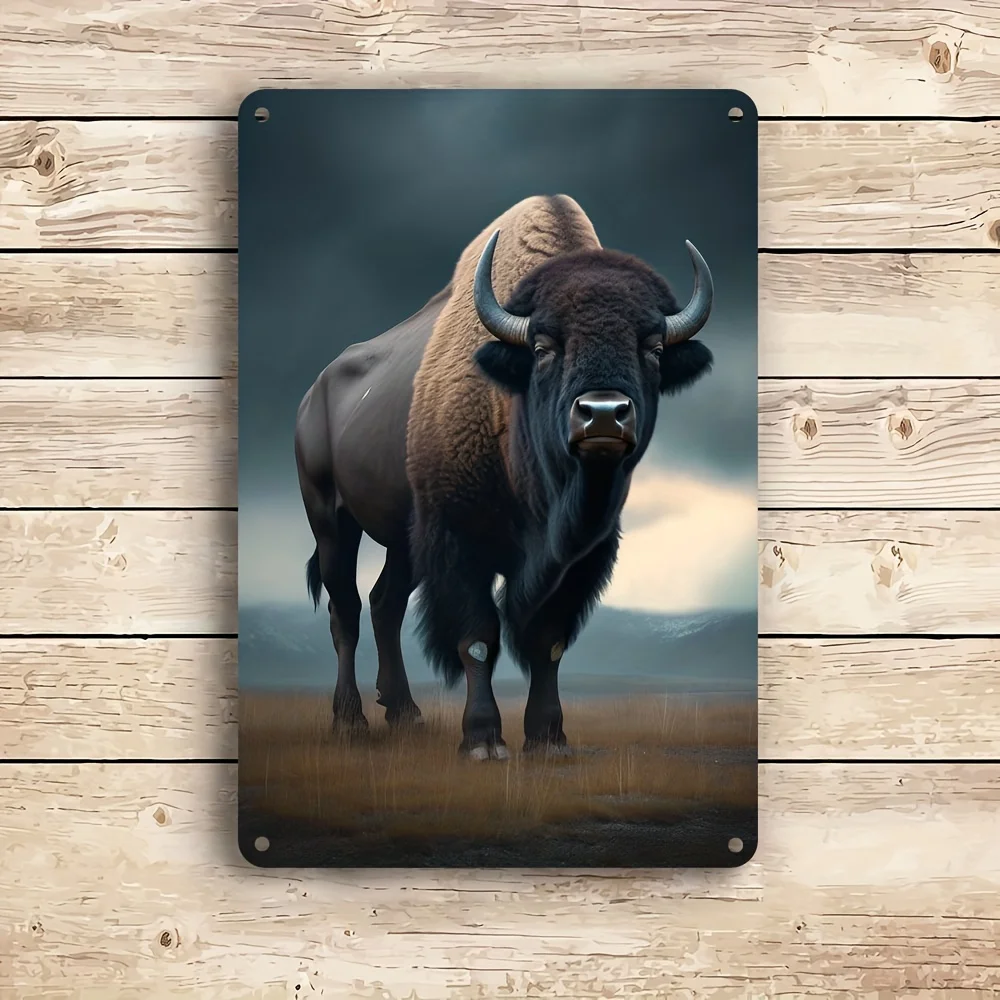 American Bison Cast Iron Metal Logo 8x12 Inches Vintage Wall Art Durable Home and Bar Decor