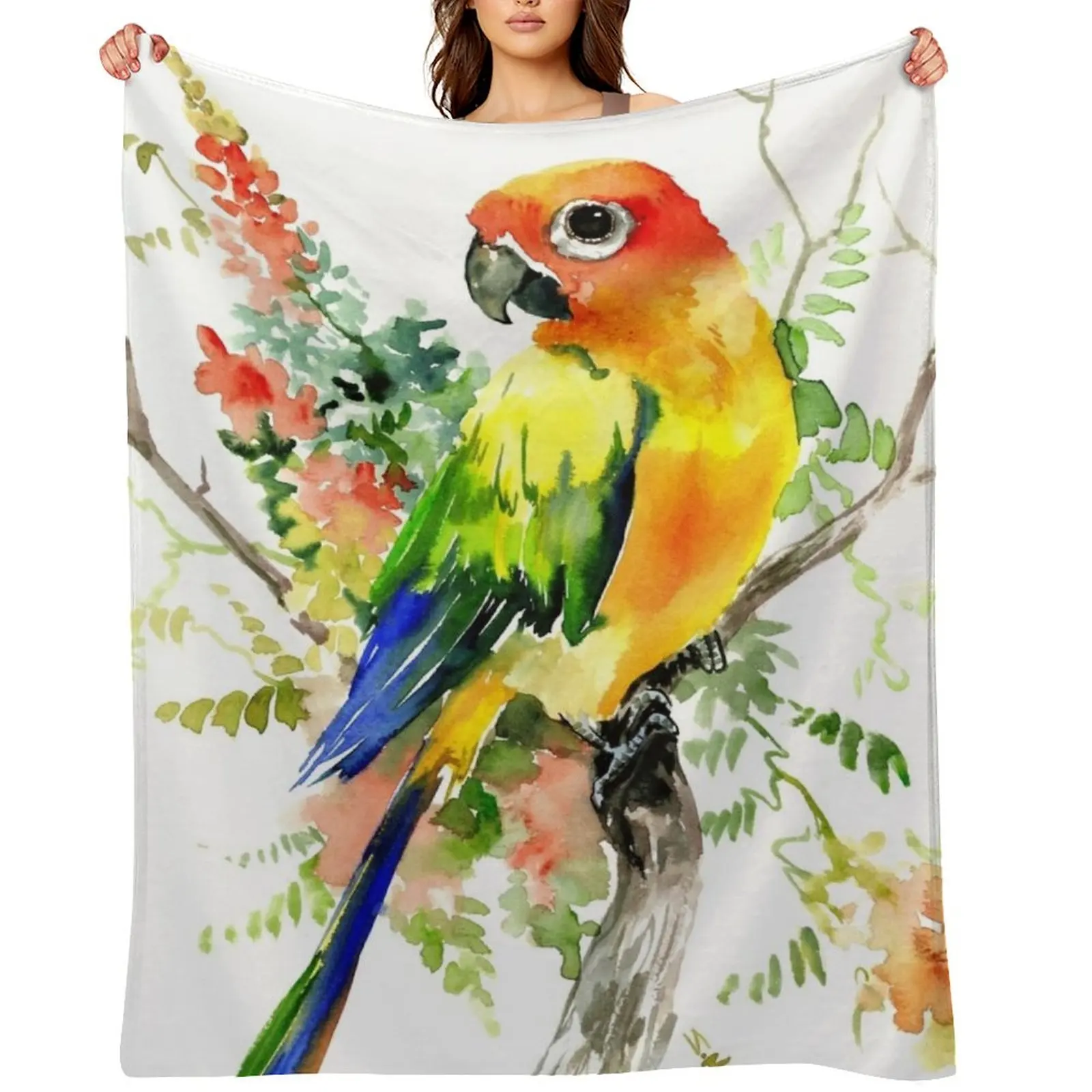 

Sun Conure Parakeet Throw Blanket Thins blankets ands christmas gifts Shaggy Blankets