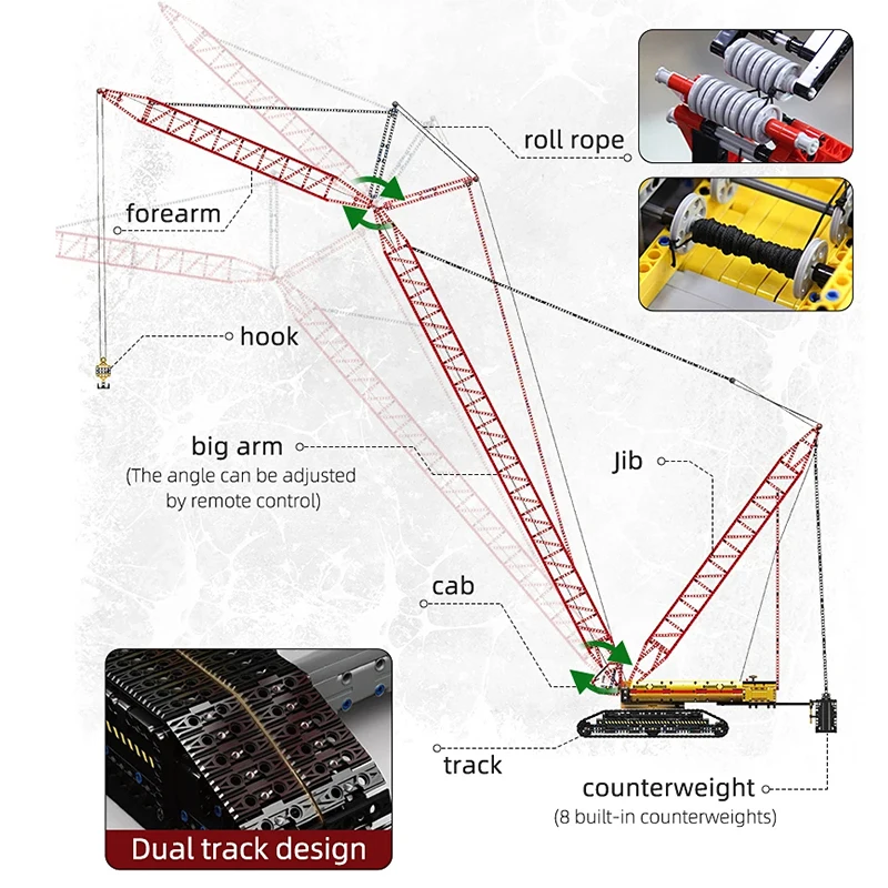 Mould King 17015 Technical Car Building Block RC Construction Vehicle Crawler Crane Brick Assembly Toy Adults Kid Christmas Gift