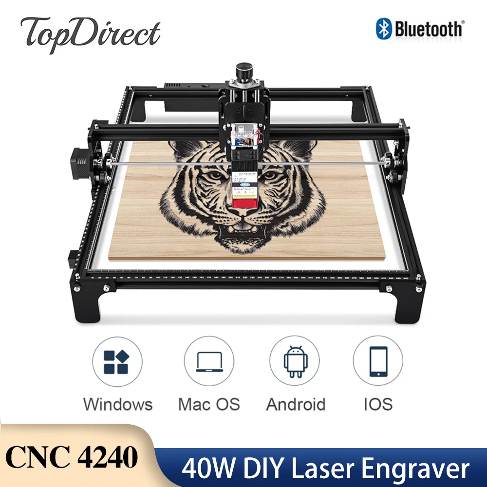 TopDirect CNC 40W Power Laser Engraving Cutting Machine DIY Printer Upgrade with APP Laser Engraver Machine for Metal Wood