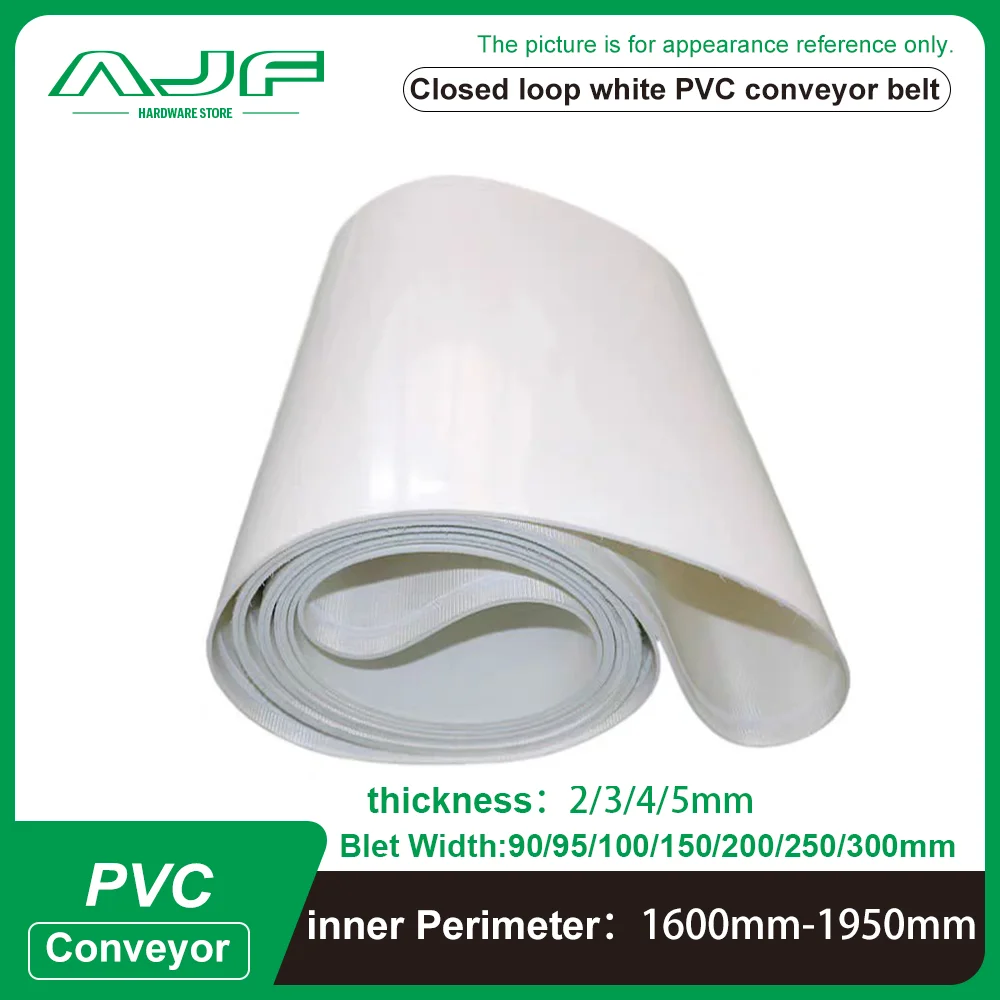 

white pvc conveyor belt Perimeter:1600mm-1950mm Belt Width: 90/95/100/150/200/250/300mm (Can Customized Size)