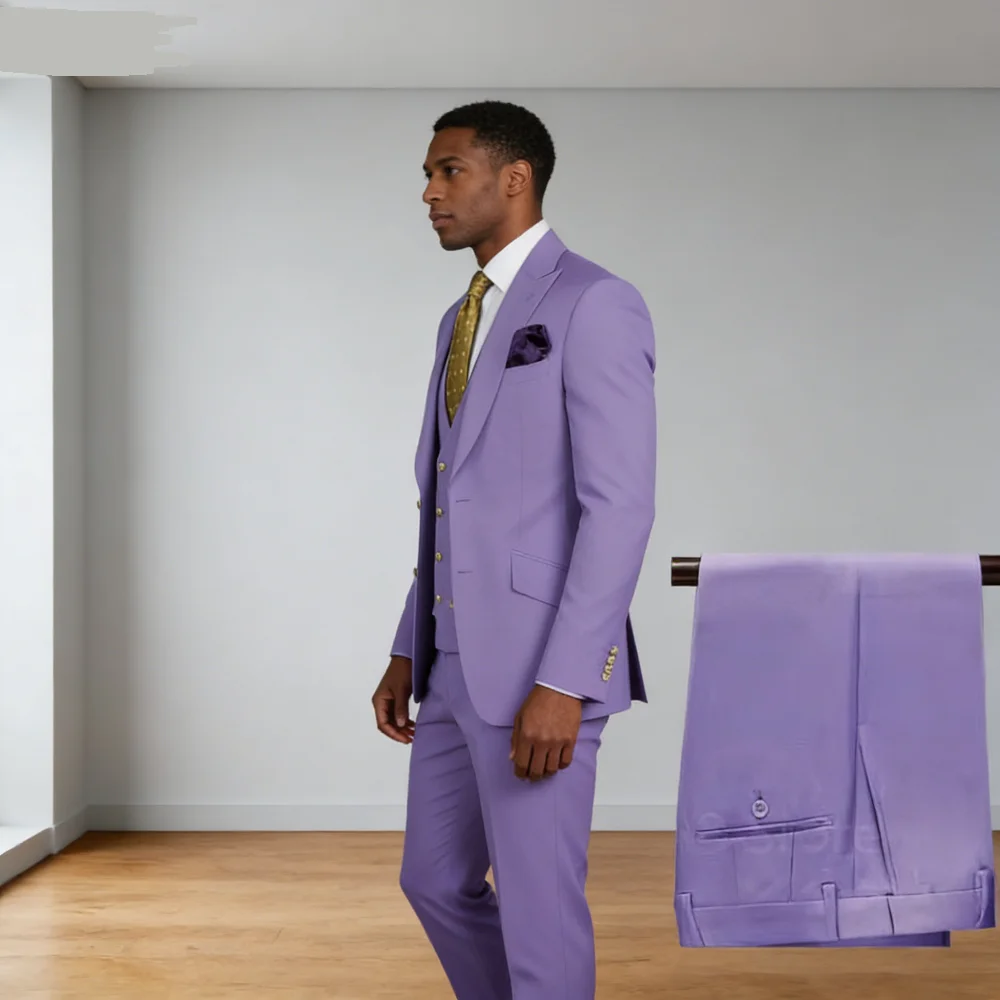 

Мужской приталенный смокинг для выпускного вечера, комплект из 3 предметов с пиковыми лацканами, жилет и брюки - свадебный костюм жениха, деловой костюм для вечеринки Homme