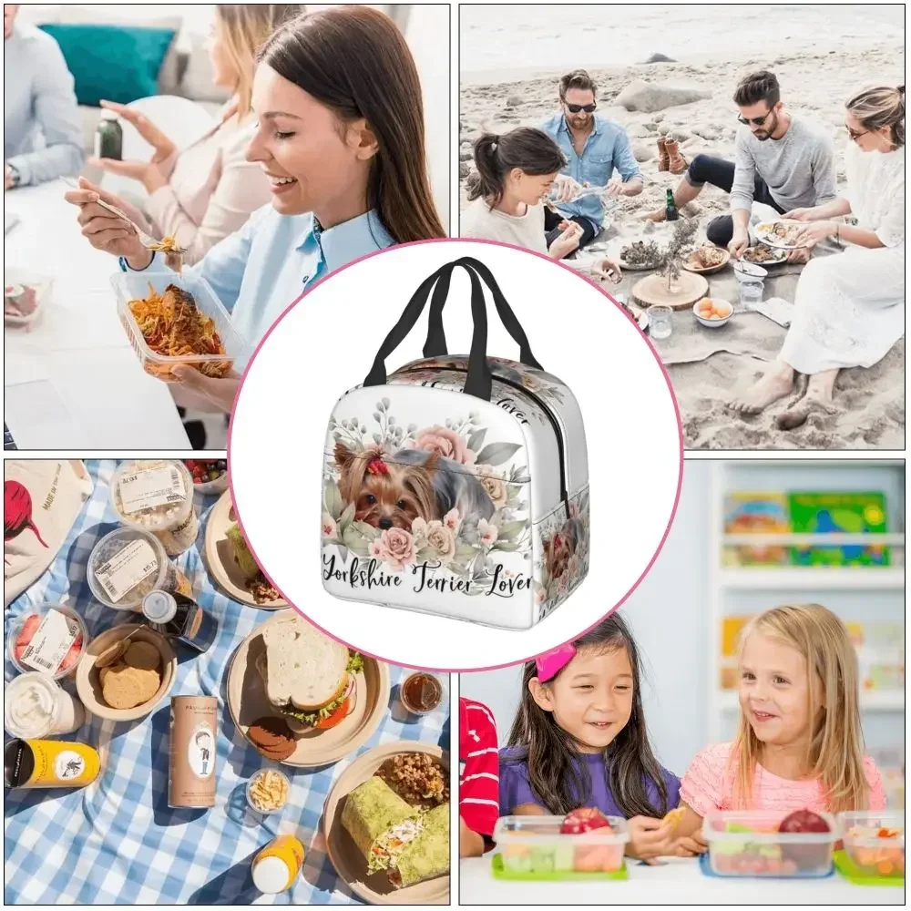 Yorkshire Terrier Mom Yorkshire Terrier Dad Insulated Lunch Bags for Outdoor Picnic Yorkshire Terrier Lover Bento Box Women Kids