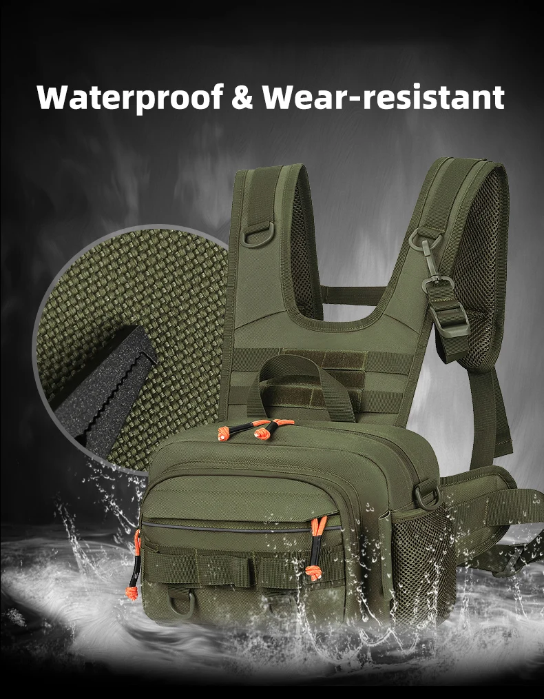 Angeln Locken Vorne Brust Weste Reise Rucksack Camping Wandern Outdoor Radfahren Bergsteigen Ausrüstung Taktische Tackle Tasche für Männer Sac – Detail 7
