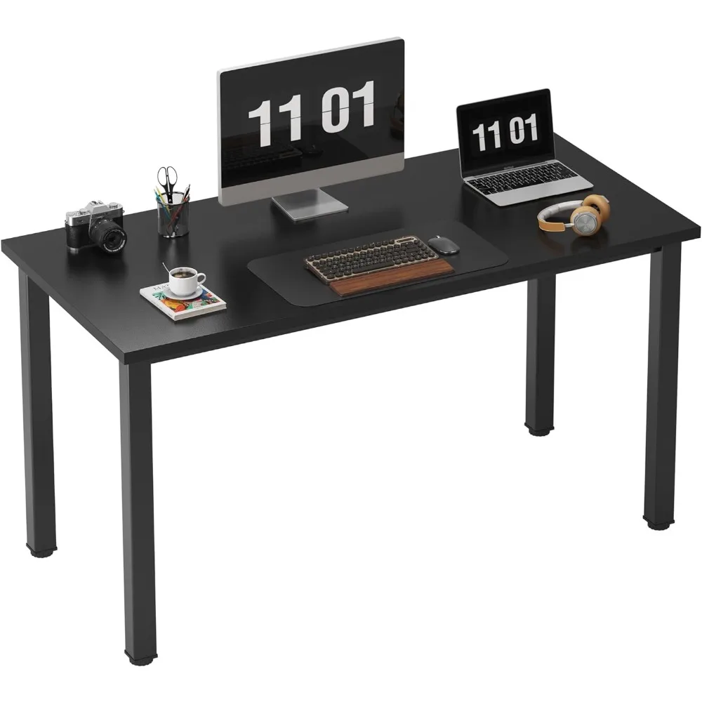 

Computer Desk, 47 Inch Home Office Desk, Modern Simple Style Home Office Gaming Desk,Black Metal Frame, Black,Computer Desk