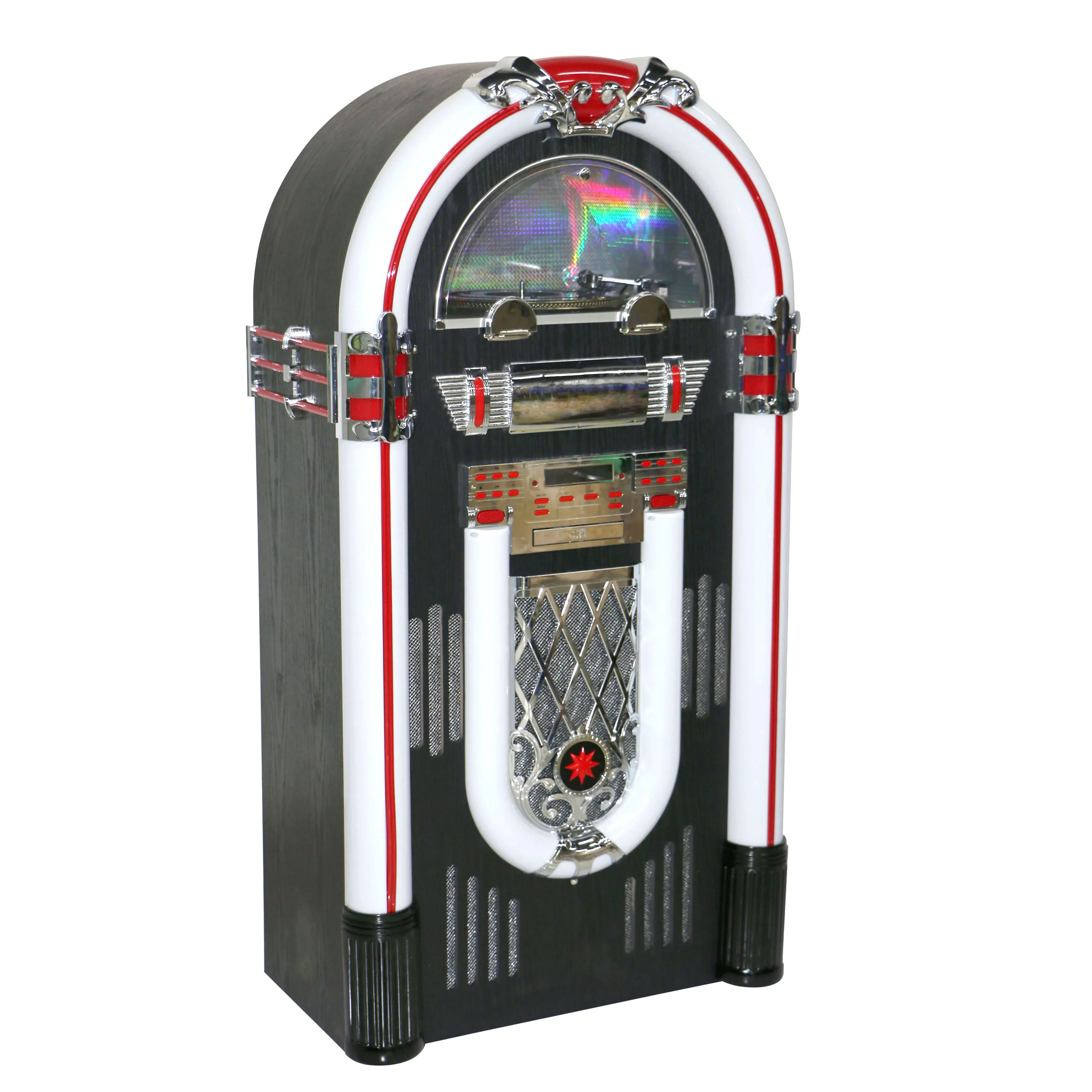 Hot Selling Full Size Big Retro with LED Colorful Light CD BT Turntable Player  Music Combo Digital Jukebox