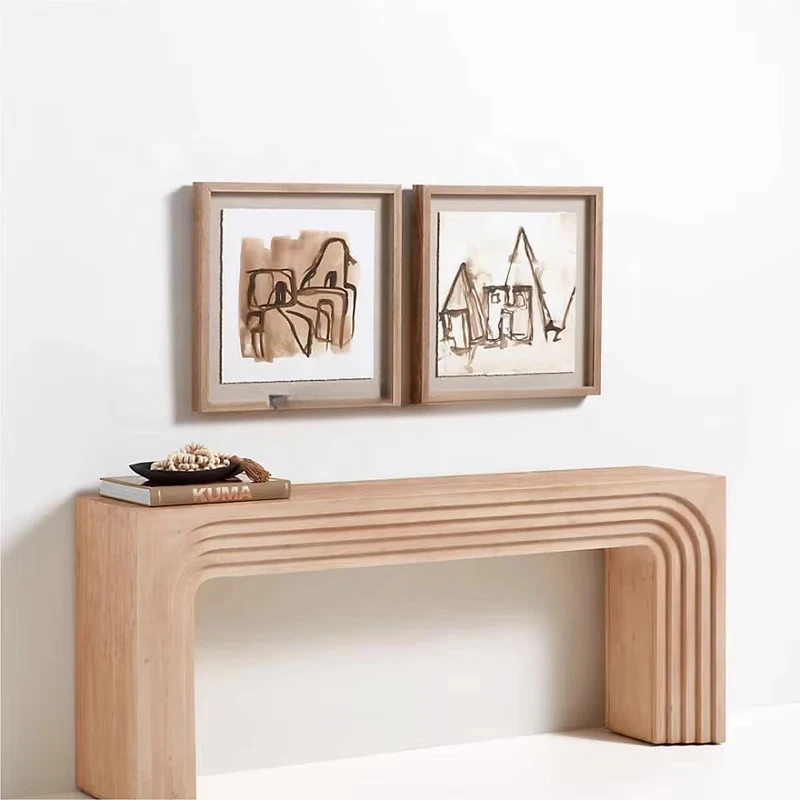 

* Modern Luxury American Style Oak Wood Console Table Solid Wood Hallway Display Cabinet for Home Use