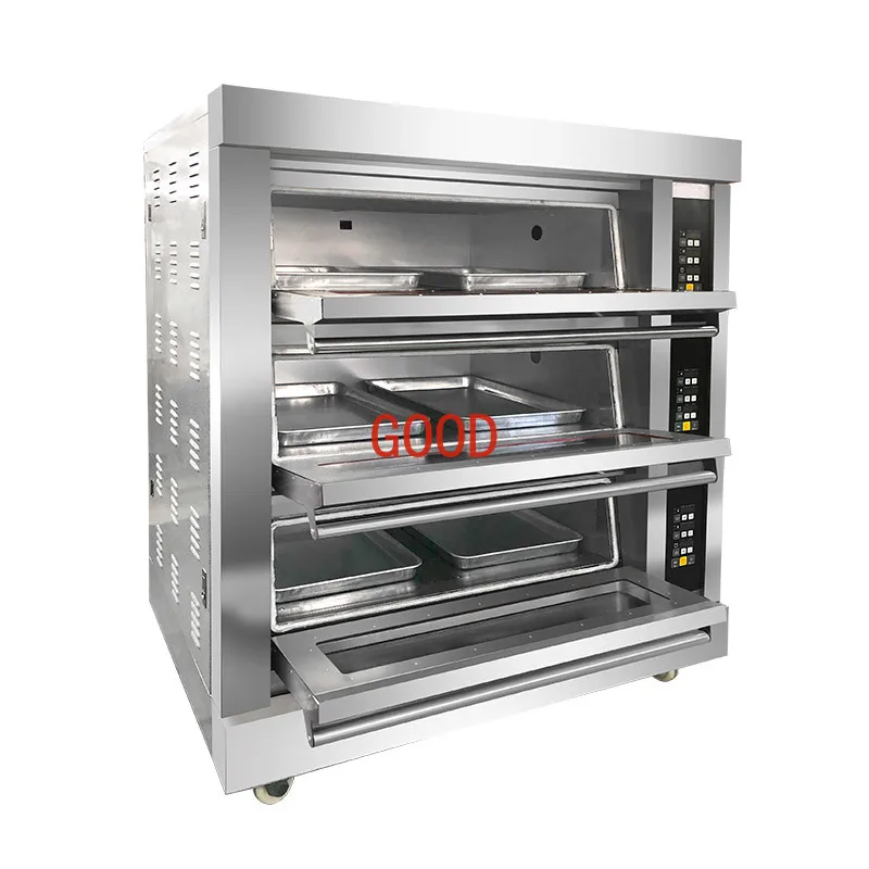 Factory Price Electric Stainless Steel Three Decks Six Trays Oven Bakery Equipment Baking Oven