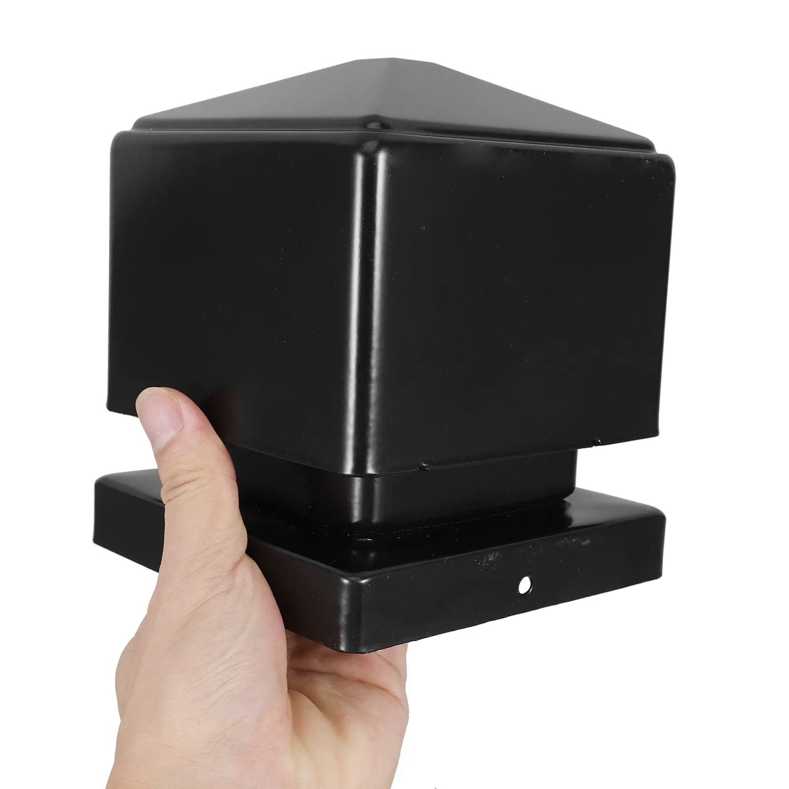 Black Galvanized Fence Post Cap – Decorative Metal Topper for Garden, Mailbox, Wood, Vinyl & Plastic Posts