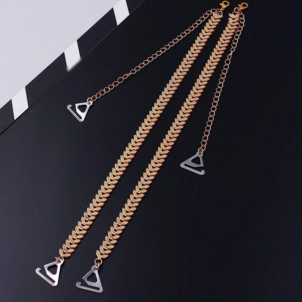 

2 Pairs 1 Set Decor Straps Replacement Dress for Strapless Wedding Invisible Metal Chain Decorative