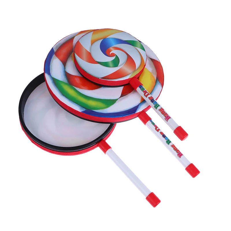 Lollipop Hand Drum 6 Inch / 8 Inch / 10 Inch Percussion Instruments Colorful Dance Props Infant Musical Toys Teaching Aids