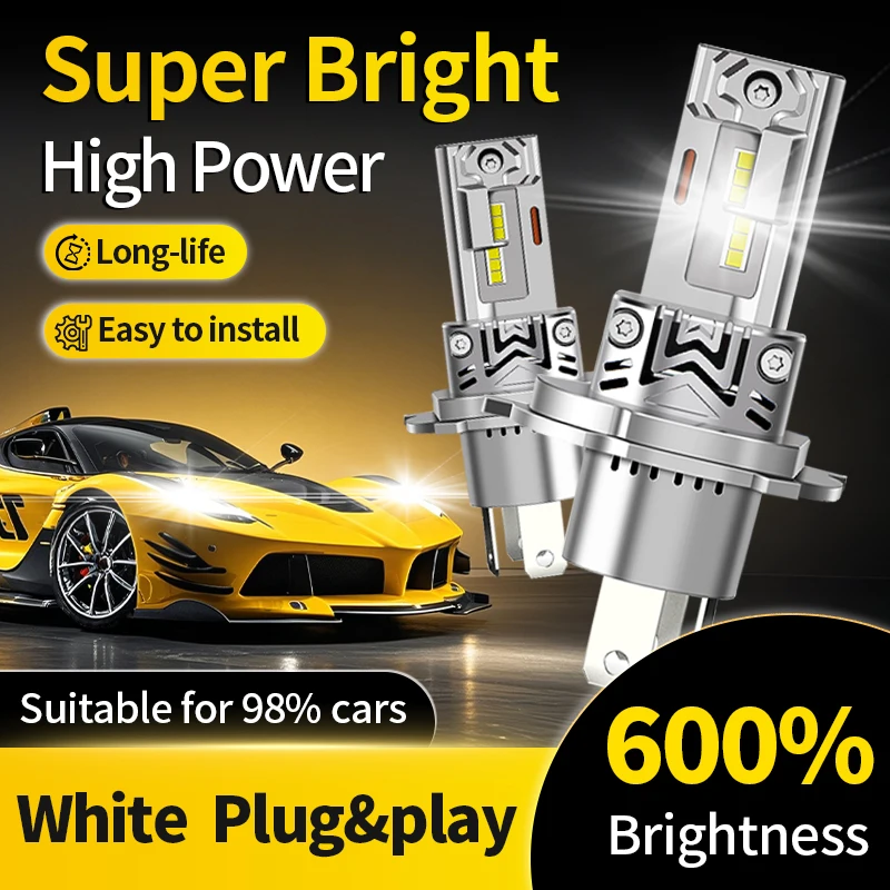 

2PCS H4 LED Headlight Bulbs for Car HB2 CANBUS High Power Auto Lights 6000K Mini Turbo with Fan 9003 Automobile Headlamp