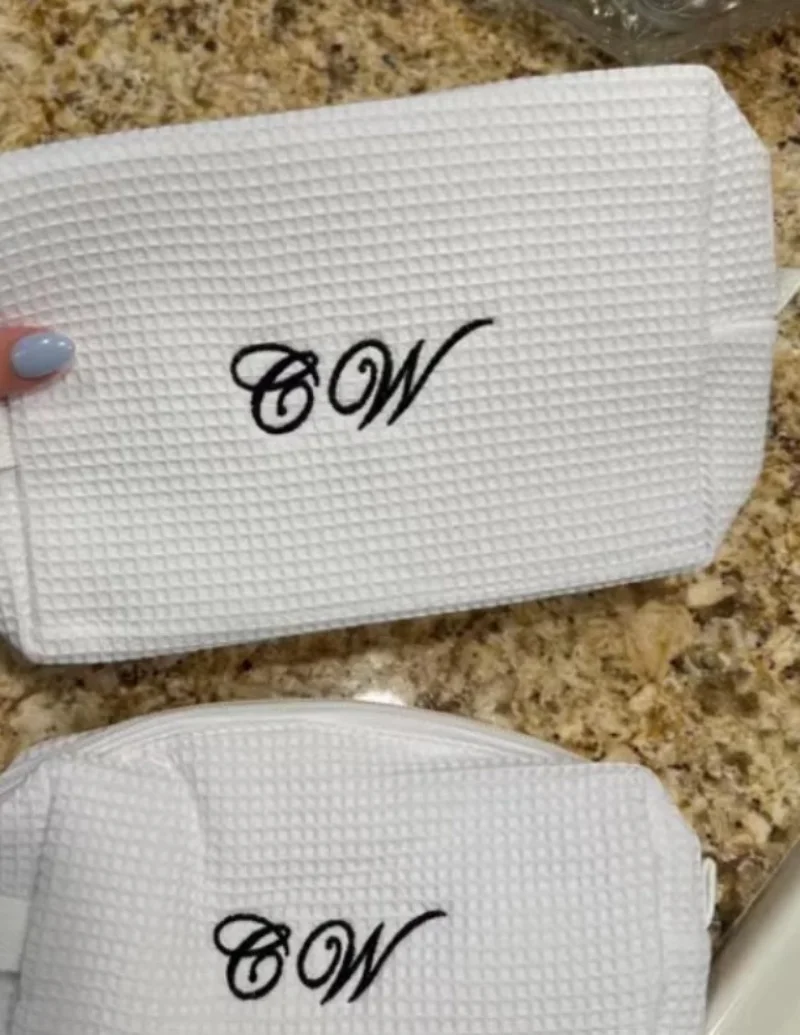 

Personalized Waffle Travel Storage Large Capacity Fresh Stationery Makeup Bag Bridesmaid Bag, Birthday Gifts