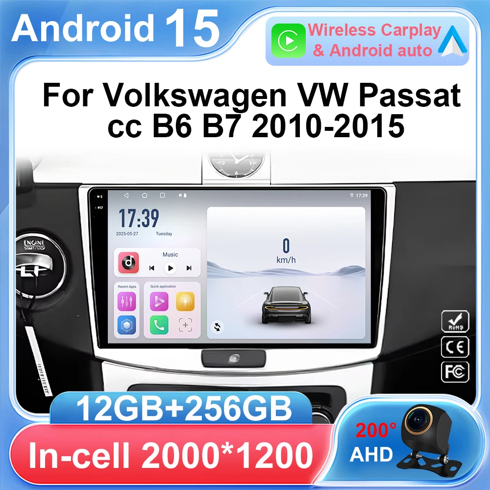 

10 inchin For Volkswagen VW Passat cc B6 B7 2010-2015 GPS WIFI Navigation Auto NO 2DIN Carplay Car Radio Multimedia Player