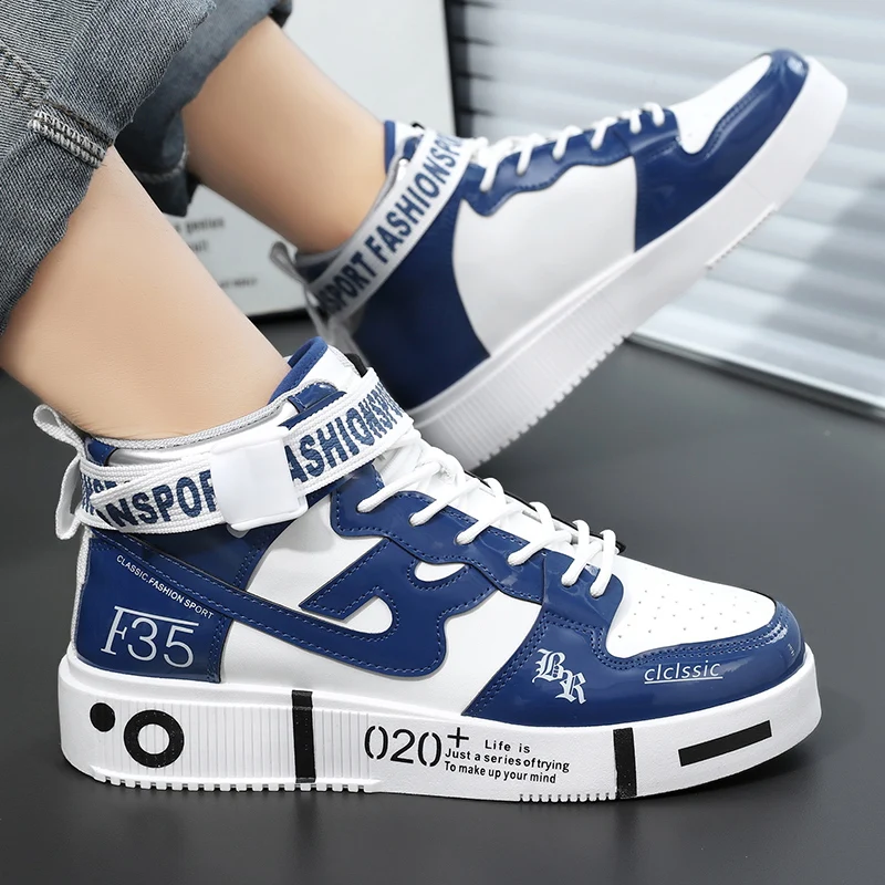 New Fashion Casual Sneakers High Top Skateboard Shoes Student Boots Men and Women Trend Wear Resistant Three-color Couples