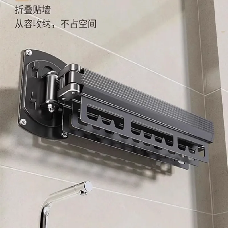 Punch‑Free Folding Clothes Drying Rack, Wall‑Mounted Retractable Invisible Clothes Hanger for Home Balcony Laundry Drying