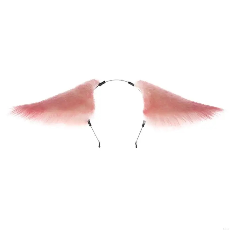 

K1ME Woman Pink Foxes Ears Headband Makeup Ornaments Halloween Party Hair Decors