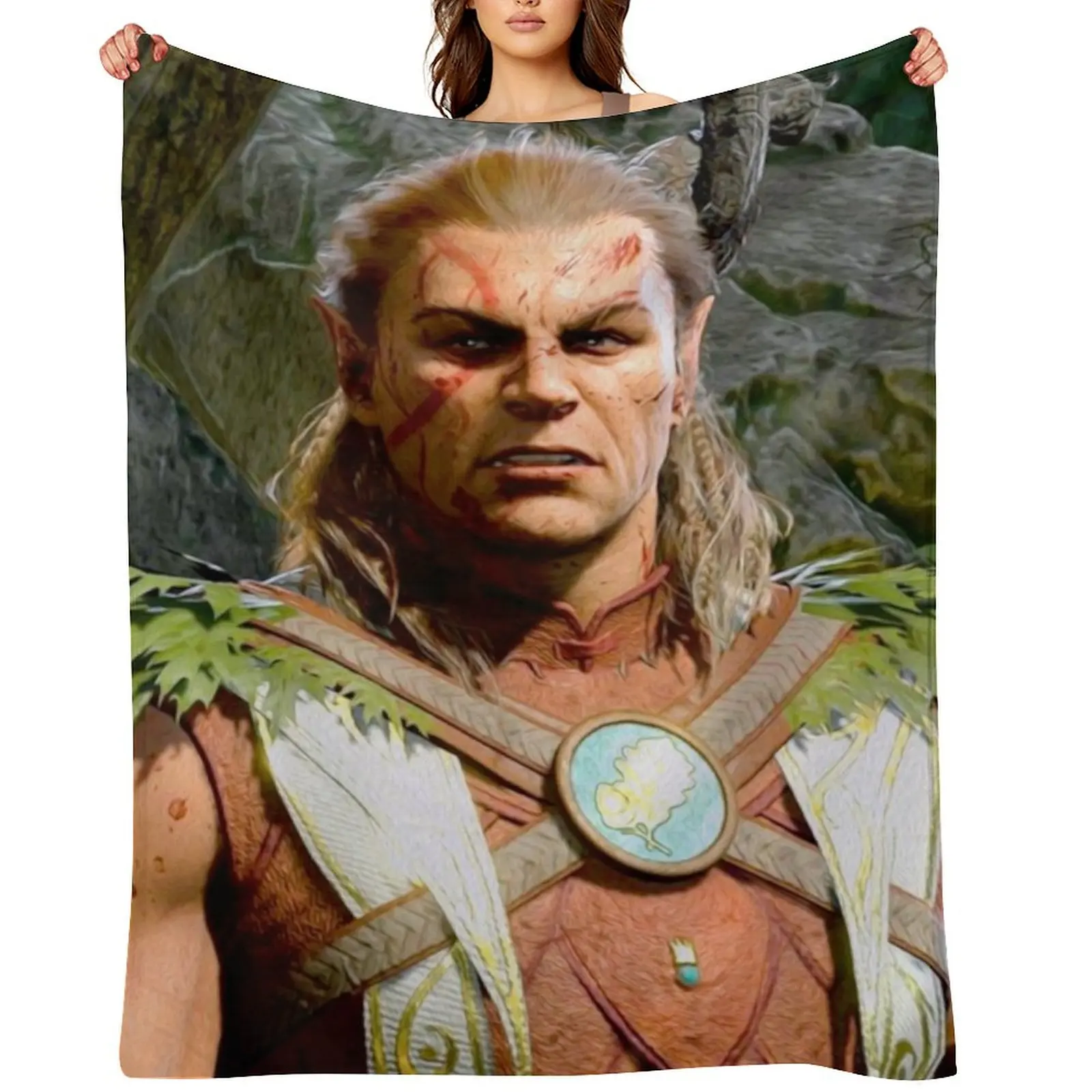 Halsin the Elf Druid Adventurer looking angry Throw Blanket Vintage Retros Extra Large Throw Summer Beddings Blankets