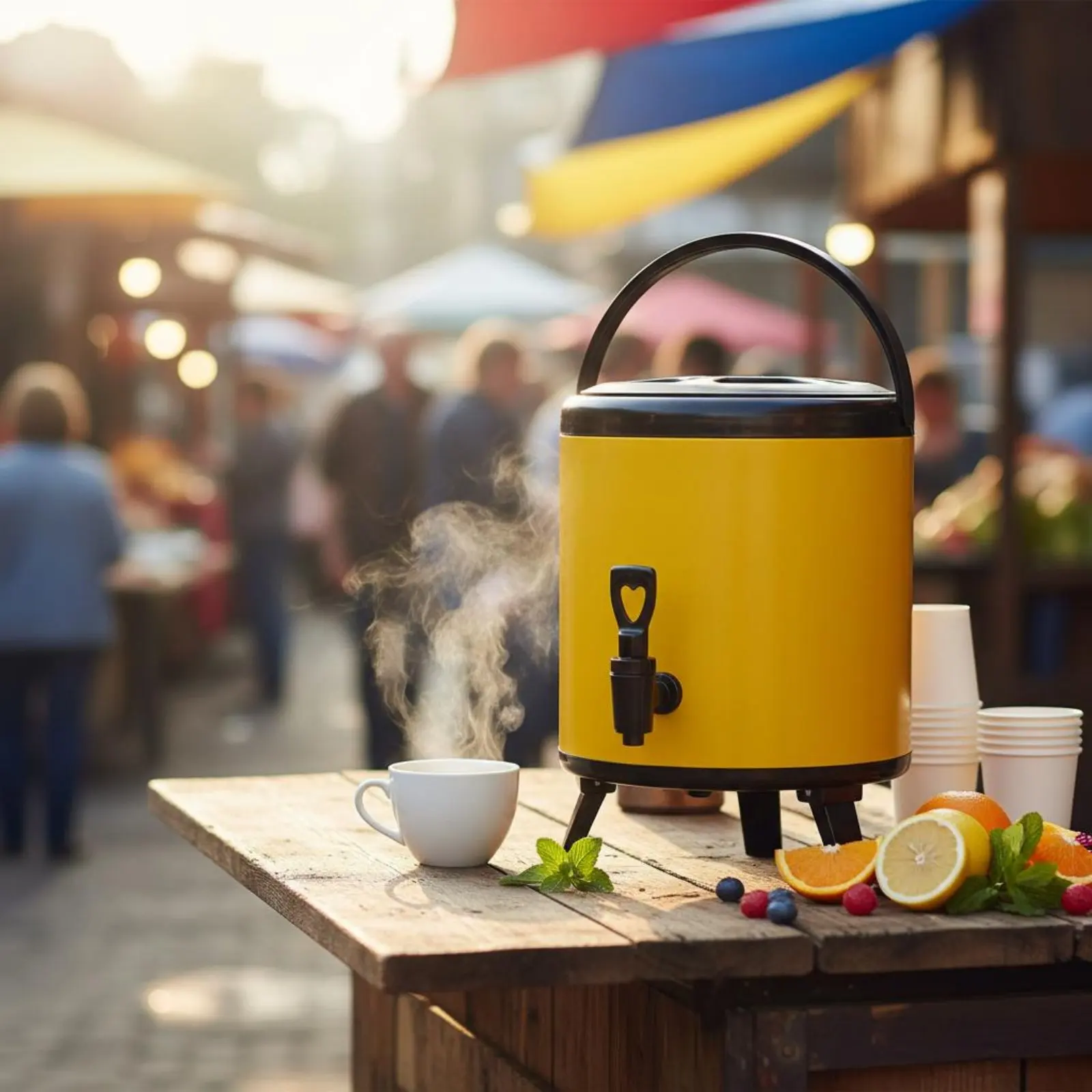 

Stainless Steel Tea Barrel Spill-Resistant-Resistant Faucet Insulated Beverage Dispenser Hot and Cold Drink Container Wide Mouth