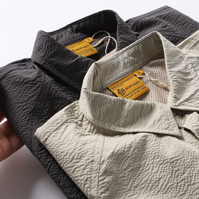 

Slim Fit Lightweight Men's Casual Loose Japanese Sle ort Sve irt f Sve Outerwear Youth ular Summer Faion