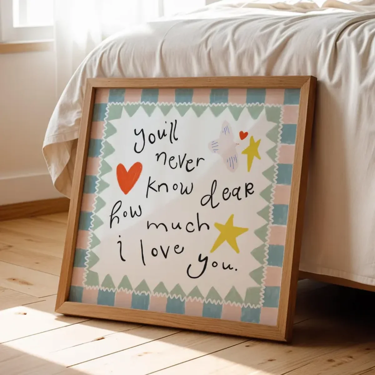 "لن تعرف أبدًا عزيزي كم أحبك" قماش يطبع المشارك الحديثة مجردة الفن يطبع غرفة نوم جدار ديكور فني للمنزل ملصق