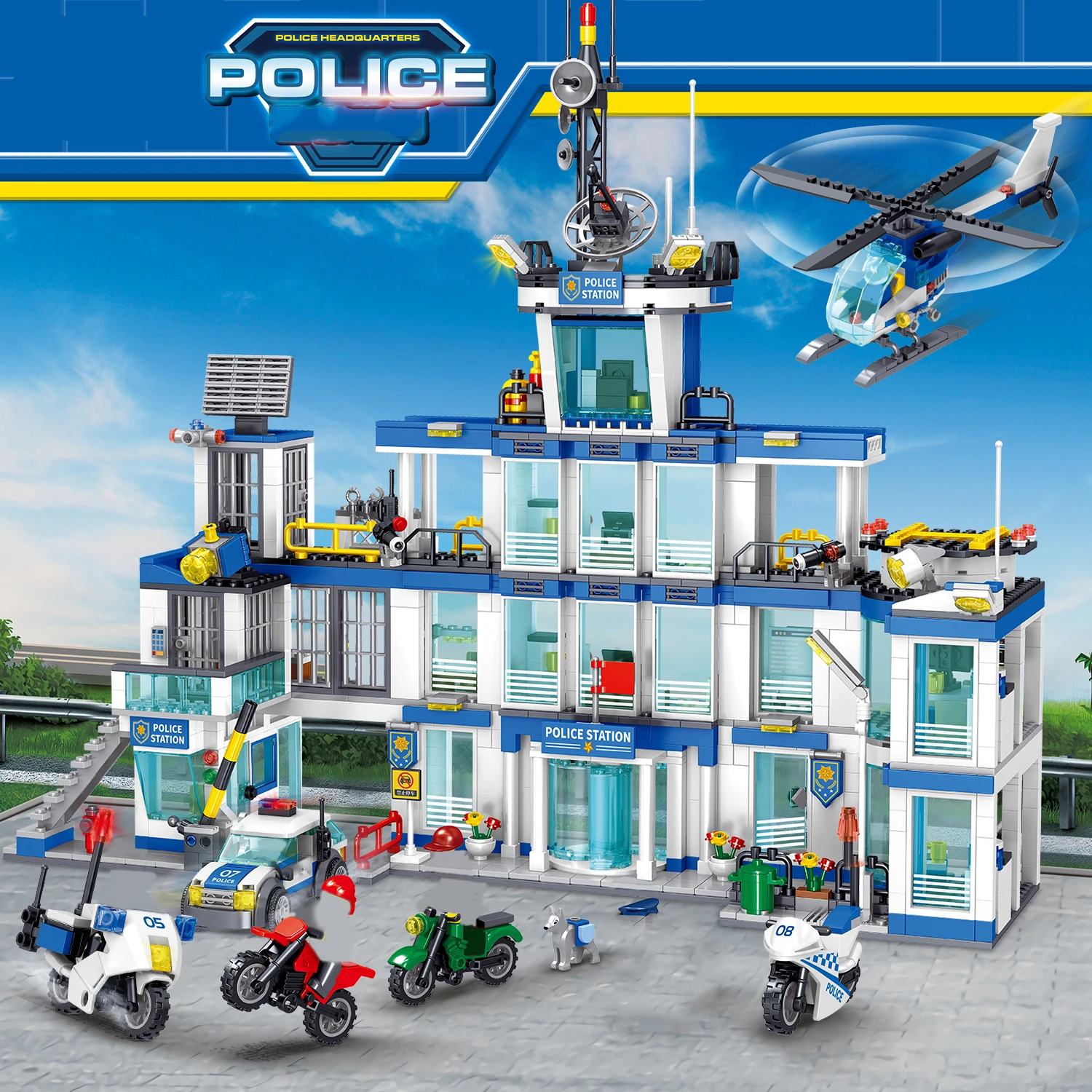 City Police Station Coast Guard Building Blocks Helicopter Car SWAT Prison Figures Bricks Educational Toys Gift For Children Boy