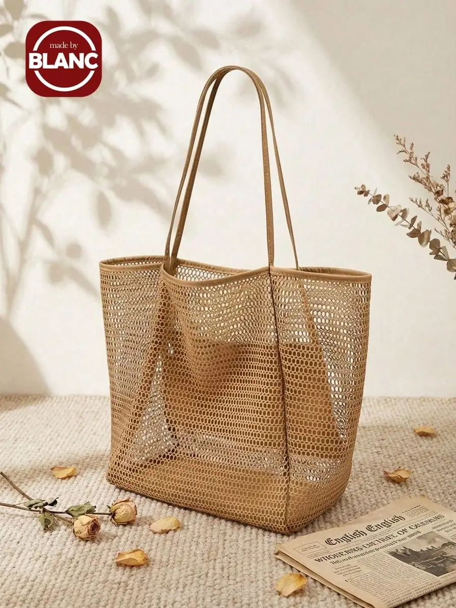 

1pc Mesh Beach Tote Bag, Outdoor Activity Travel Organizer, Makeup, Cosmetic Large Capacity Cosmetic Organizer Makeup Case