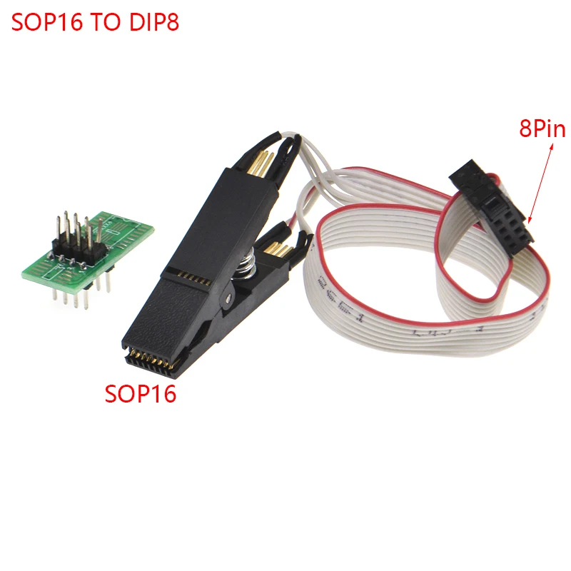 300mil SOP16 to dip8 FLASH CHIP IC Test Clips BIOS Programmer Socket adapter SOP SOIC SOIC16 CONVERTER for 25 SPI FLASH 25series