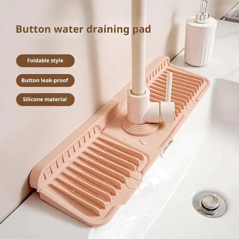 Quick Dry Faucet Splash Pad Slope Non Slip Silicone Sink Drying Mat Multifunctional Splash Guard Water Drip Catcher Kitchen