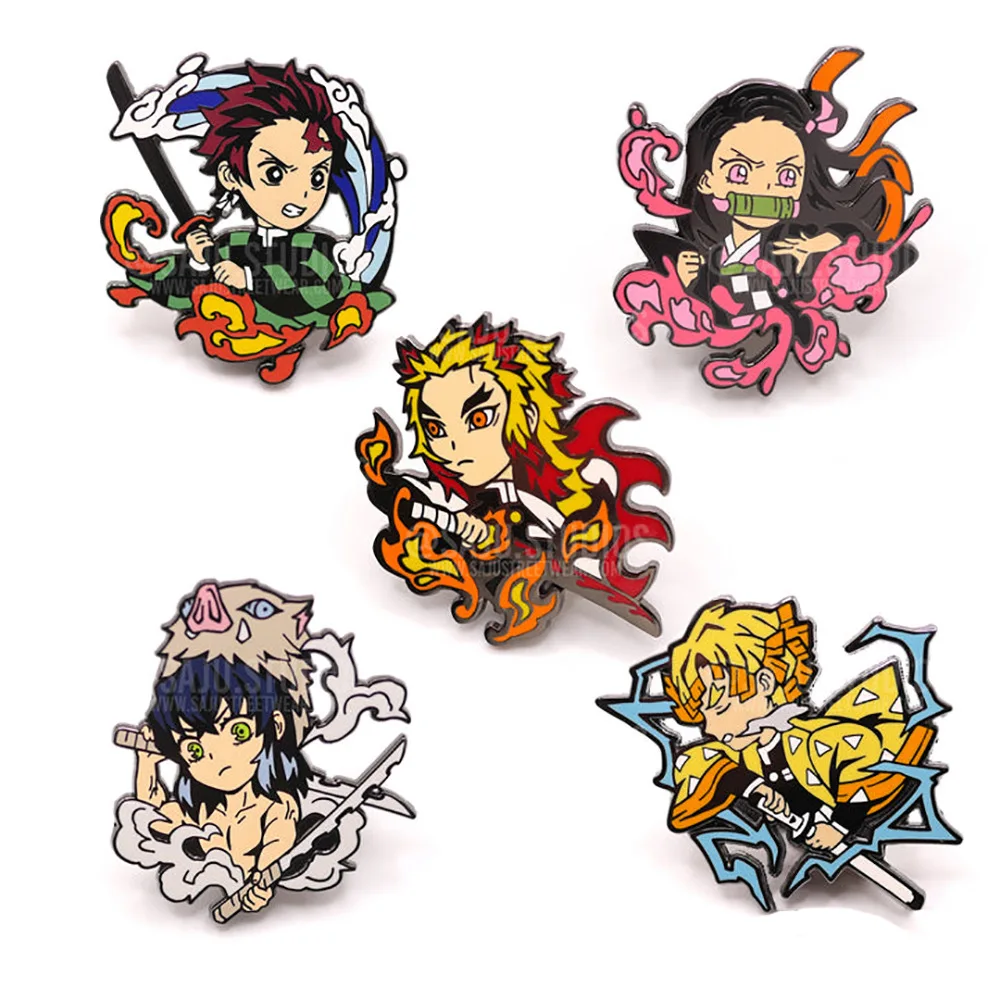 Demon Slayer cartoon character anime metal brooch