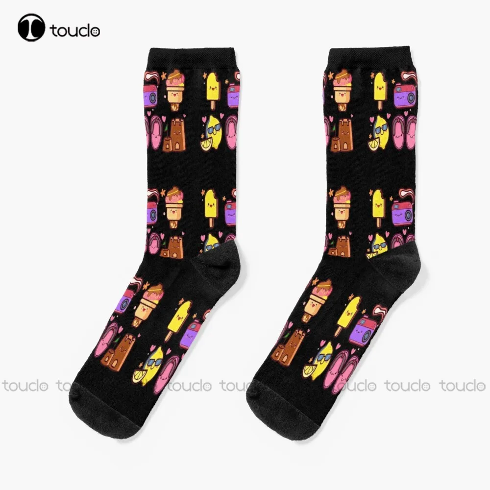 Summer Elements Collection Socks Cute Pattern Funny Autumn Cartoon 360° Digital Print Christmas New Year Gift Custom Gift Retro