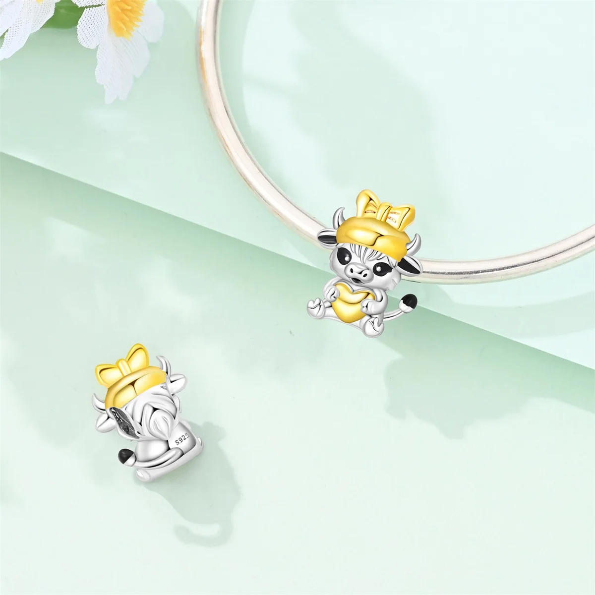 Original 925 Sterling Silver Axe Cross Evil Eye Cat Cow Beads Fit Bag Charms Bracelet Jewelry Gifts for Women - view 5