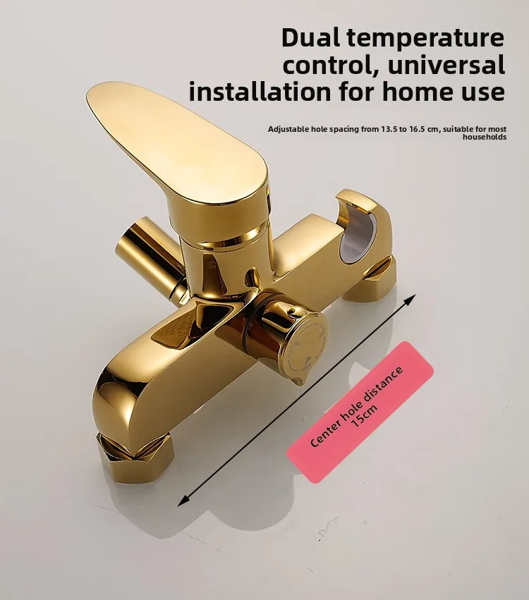 All copper bathroom shower switch hot and cold mixing valve bathtub faucet toilet water heater simple shower set view 6