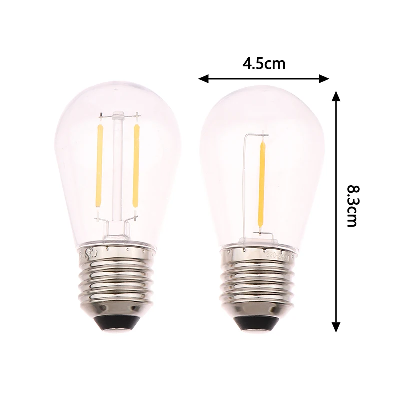 S14 bohlam lampu Led plastik dekorasi Natal, bohlam lampu tahan pecah 2W 1W putih hangat E27/E26 3V 120V
