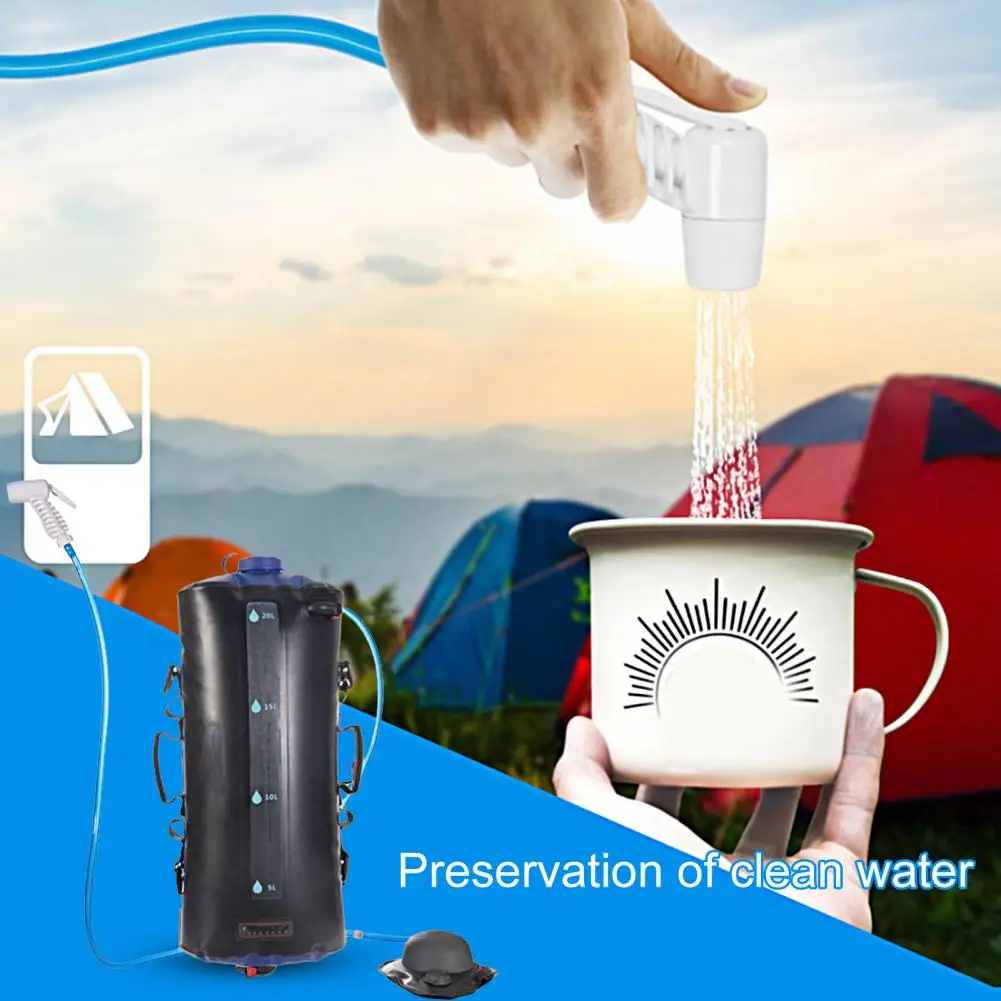 20L Water Bags Camping Picnic Water Shower Bag Solar Heating Folding Shower Head Multifunctional Camping Bath Equipment Supplies