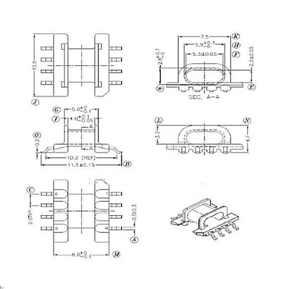 EPC10 катушка сердечника PC95 материал и катушка SMD 4 + 4PIN 50 наборов/лот