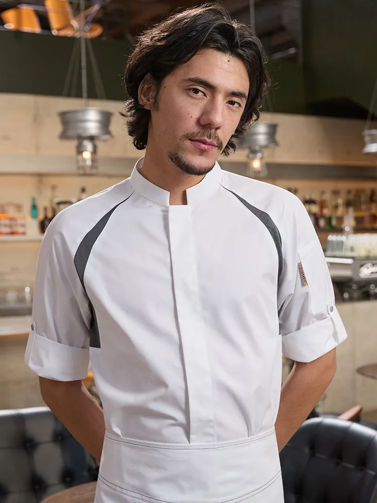 

Chef Jacket Men Women Adjustable Sleeves Breathable for Bakery Kitchen Hotel Restaurant Waiter Uniform
