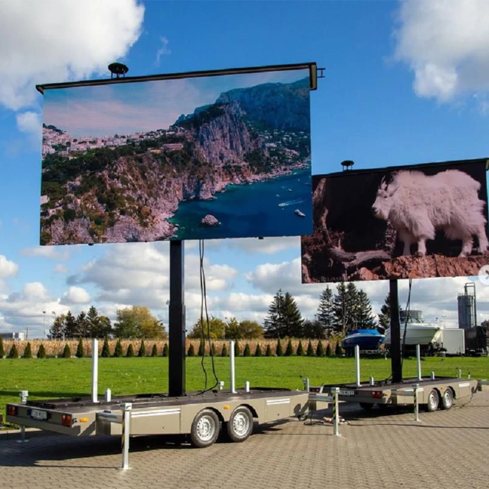 Solar Panel Powered Outdoor Led Mobile Trailer Display Screen Mobile Led Advertising Trailer Display Signs