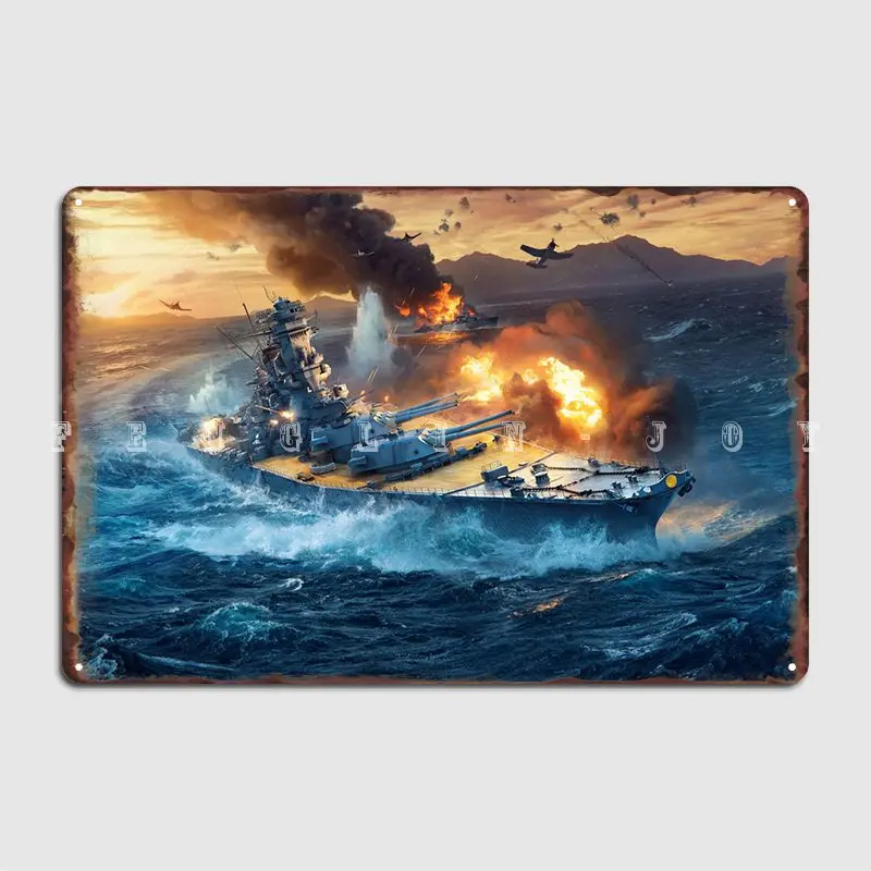 Yamato Battleship Metal Plaque Poster Club Party Bar Cave Vintage Painting Décor Tin Sign Posters