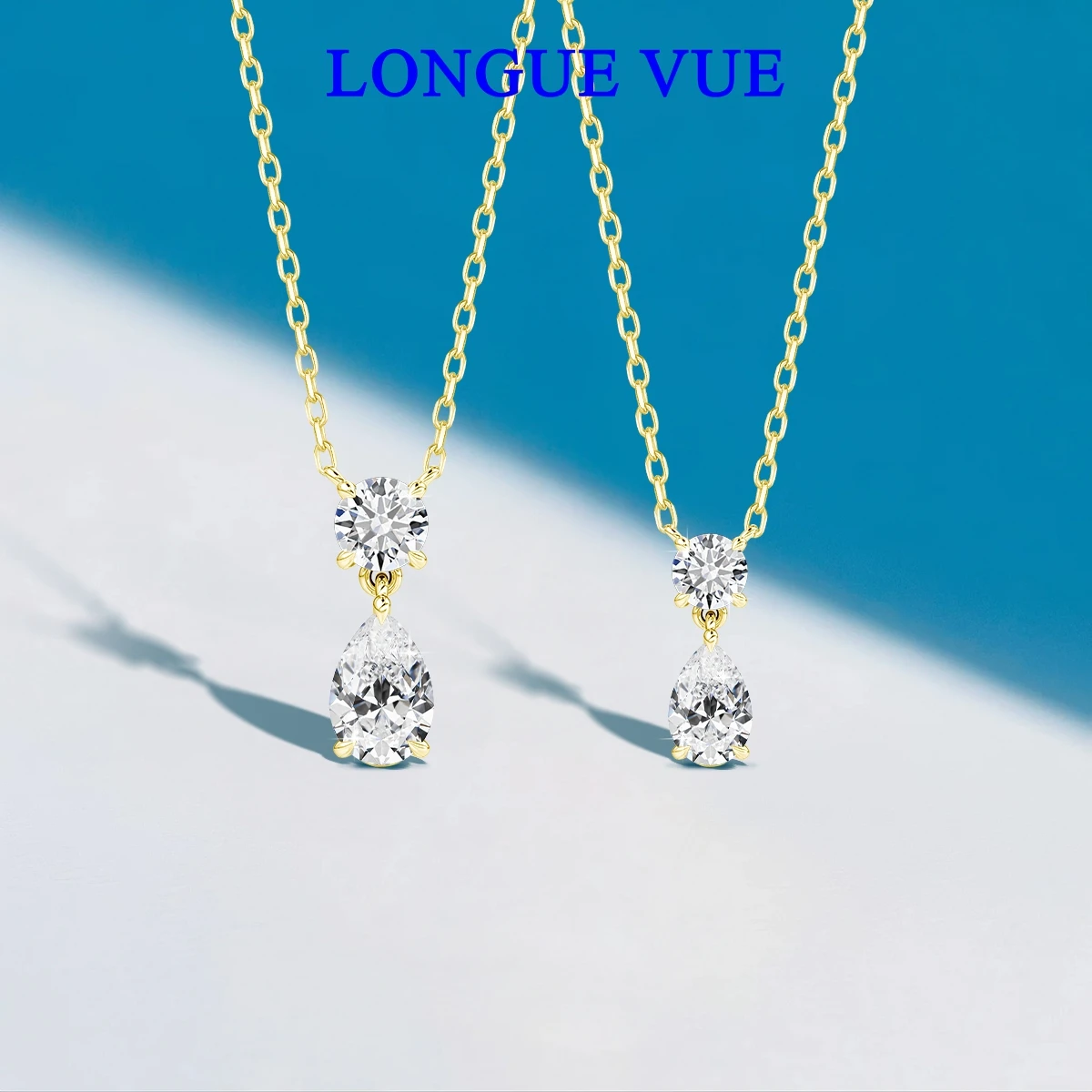 

GRA Certified Moissanite Necklace Solid 14K Gold Filled Pear Cut Lab Diamond Pendant Wedding Solitaire Drop Necklaces for Women