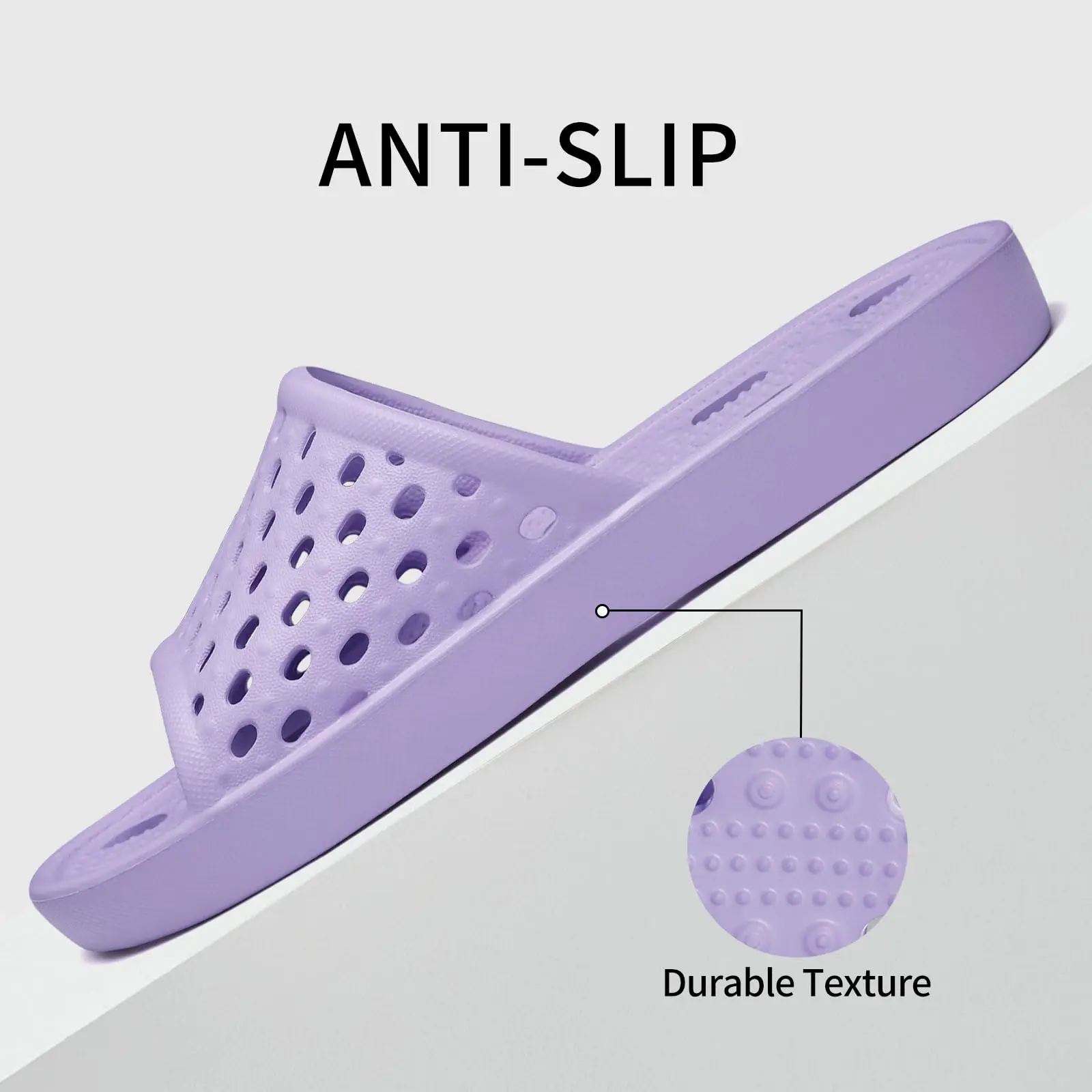 Shevalues Schnelltrocknende Damen-Duschpantoffeln, flache Slip-On-Hausschuhe, bequeme Badezimmer-Slides, rutschfeste Pool-Sandalen für den Fitnessbereich – Detail 10