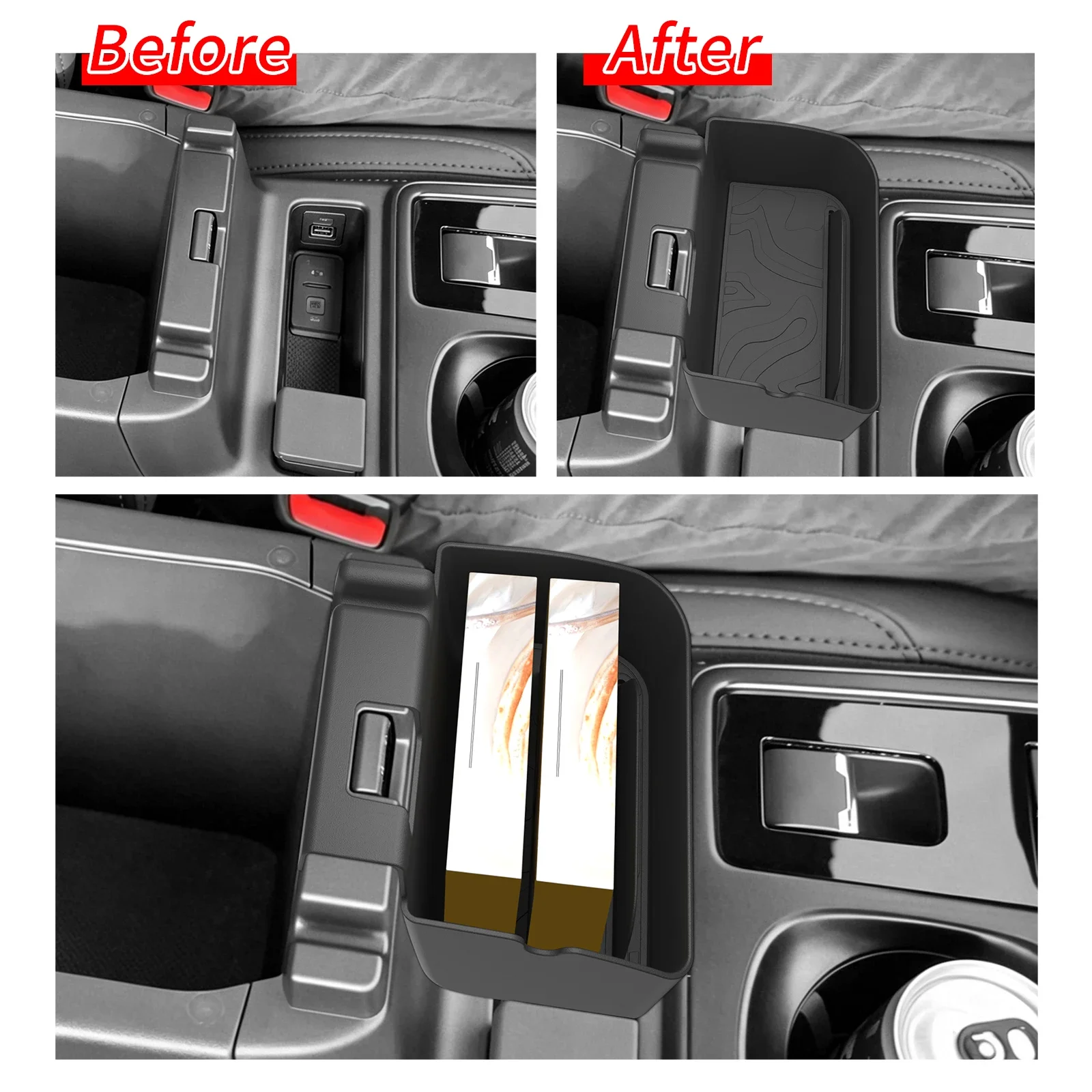 Black ABS LHD Armrest Hanging Storage Tray Organizer For Subaru Outback 2026 7th Gen Left Drive Tidying Box - view 3
