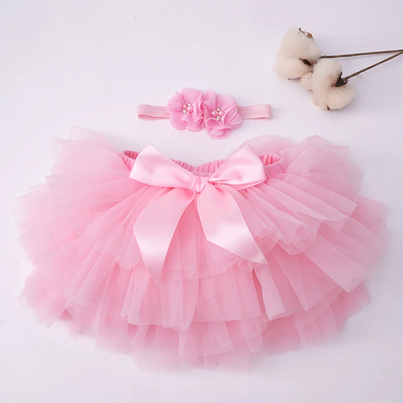 Toddle Tutu Skirt for Baby Girl with Diaper Cover Soft Baby Tutu Dress 0-24months with Flower Headband