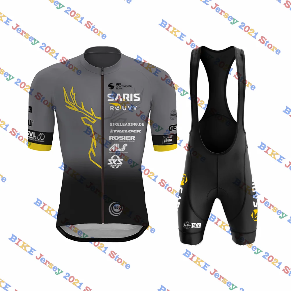 SARIS ROUVY Sauerland-conjunto Completo de Maillot y pantalón corto para ciclismo, ropa de bicicleta de carretera, traje rojo y negro, 2023