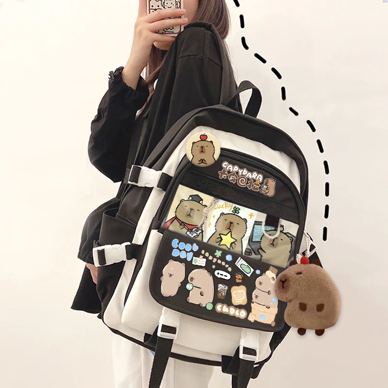 Kapibara schoolbag girls kawaii school backpack fashionable daily school backpack light load-reducing large capacity backpack